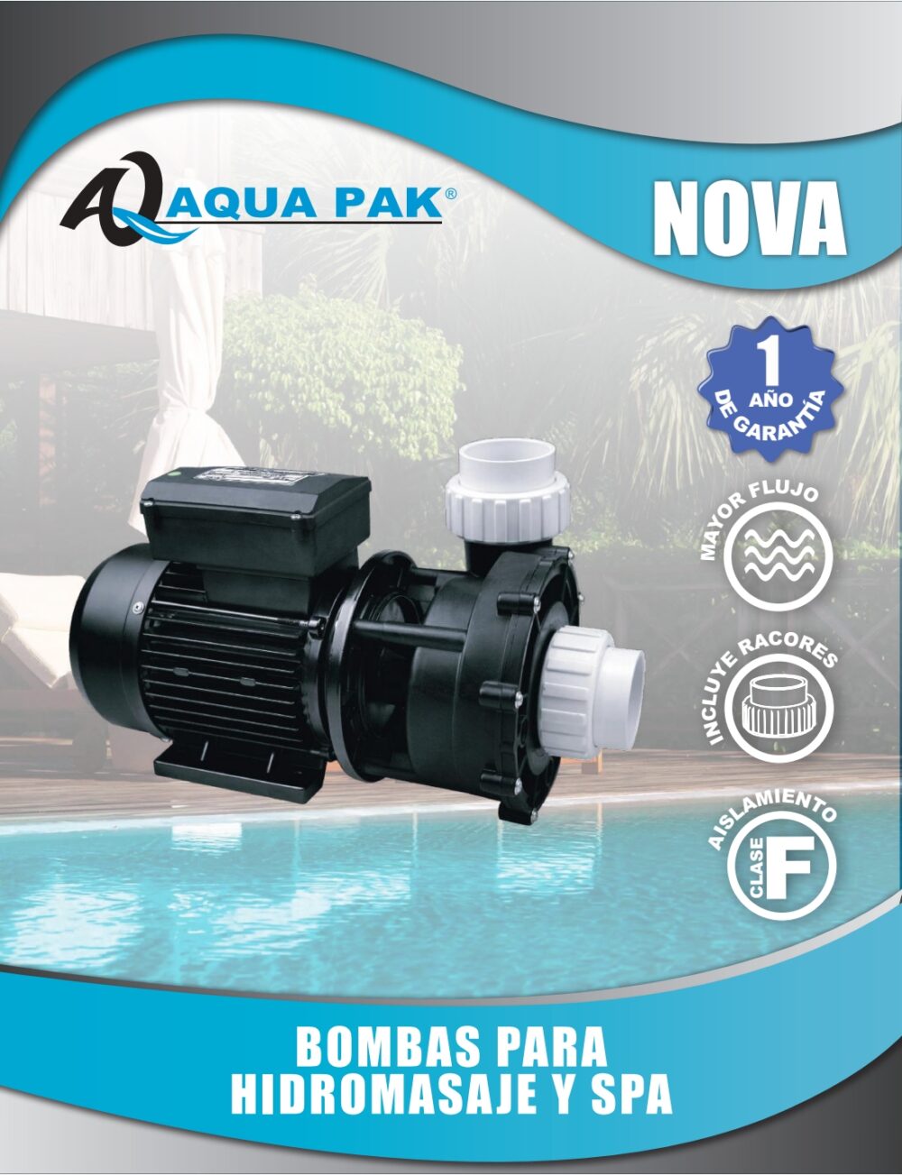Bomba para Hidromasaje  Aqua Pak NOVA30-1230 3 hp 1f 230v - Imagen 2