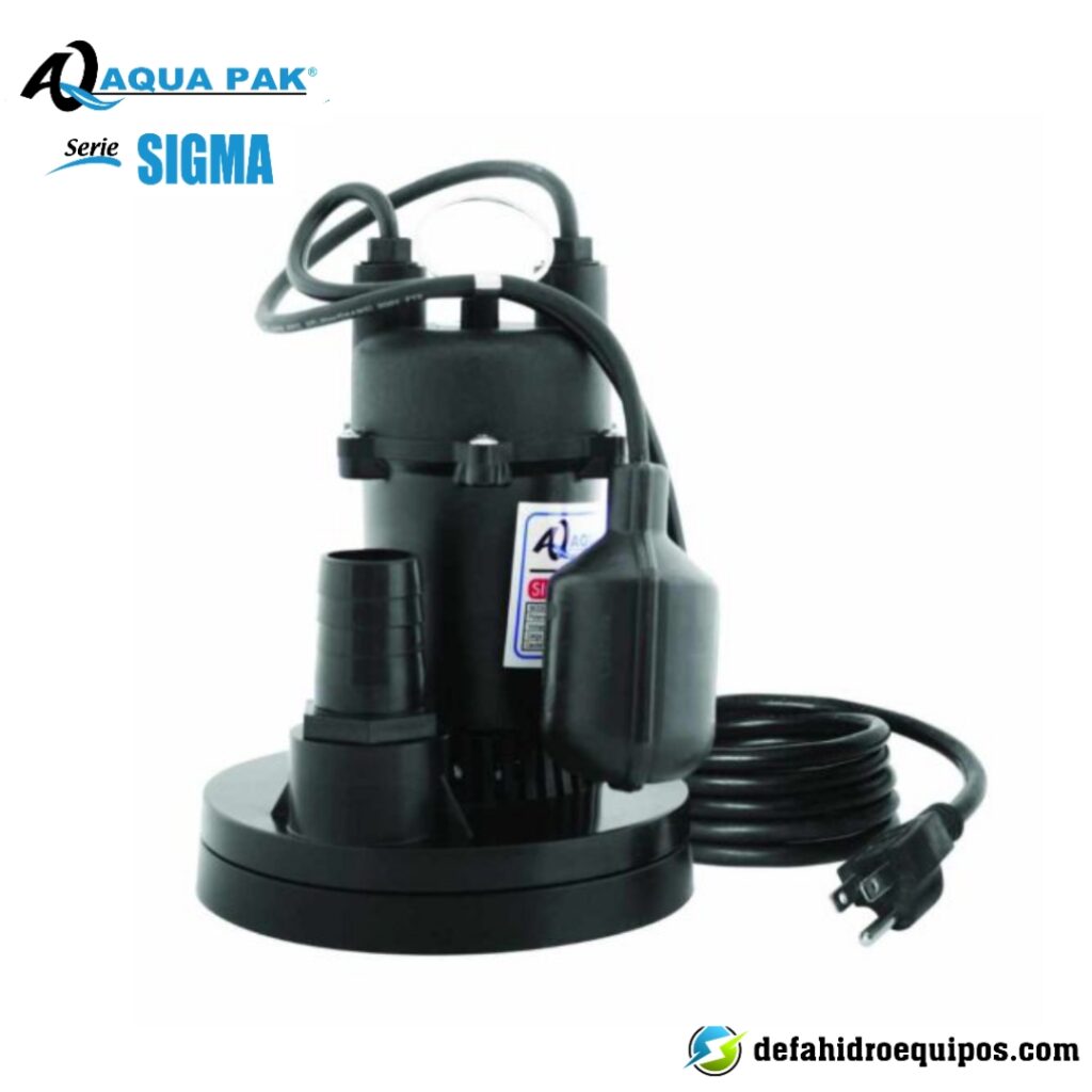 Bomba Sumergible Para Achique 3/4 Hp 1f 115v AQUA PAK Serie SIGMA160A ...