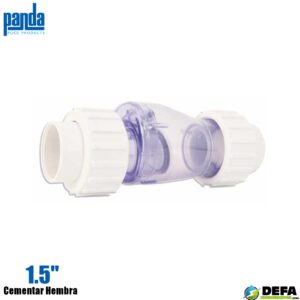 Valvula check Panda PA-VC-1.5PVCRAC transparente de 1.5" cementable