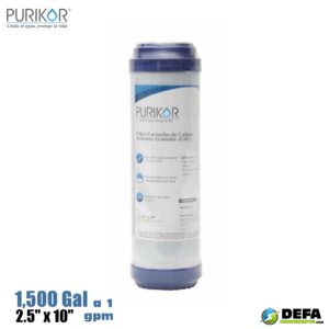 Filtro Cartucho de Carbon Activado Granular (GAC) Purikor PKCGAC2.5X10