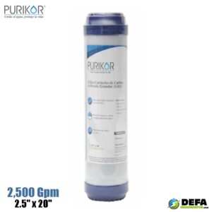 Filtro Cartucho de Carbon Activado Granular (GAC) Purikor PKCGAC2.5X20