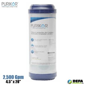 Filtro Cartucho de Carbon Activado Granular (GAC) Purikor PKCGAC4.5X20