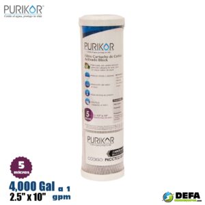 Filtro Cartucho de Carbon Activado Block (CTO) Purikor PKCCTO2.5X10X5