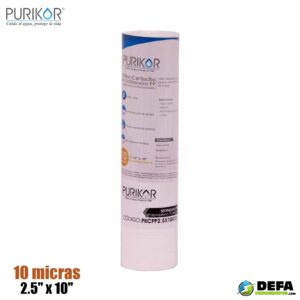 Filtro Cartucho de Polipropileno Termofusionado Purikor PKCPP2.5X10X10