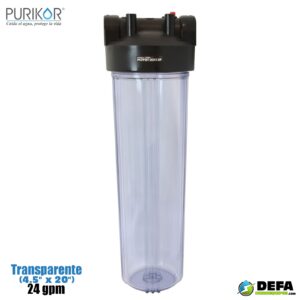 Portafiltro para Cartucho Purikor PKPFBT-20X1.5 Transparente 24 gpm