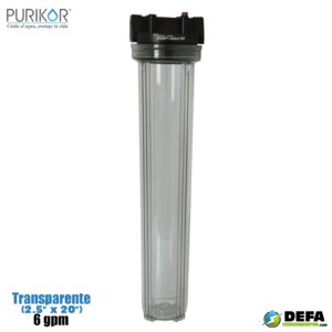Portafiltro para Cartucho Purikor PKPFT-20X0.75P Transparente 6 gpm