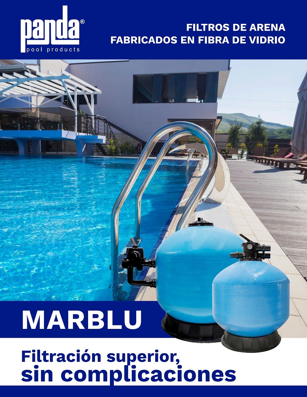 Filtro de arena para piscina en fibra de vidrio Panda MARB-25T-FB-6V 25" - Imagen 2