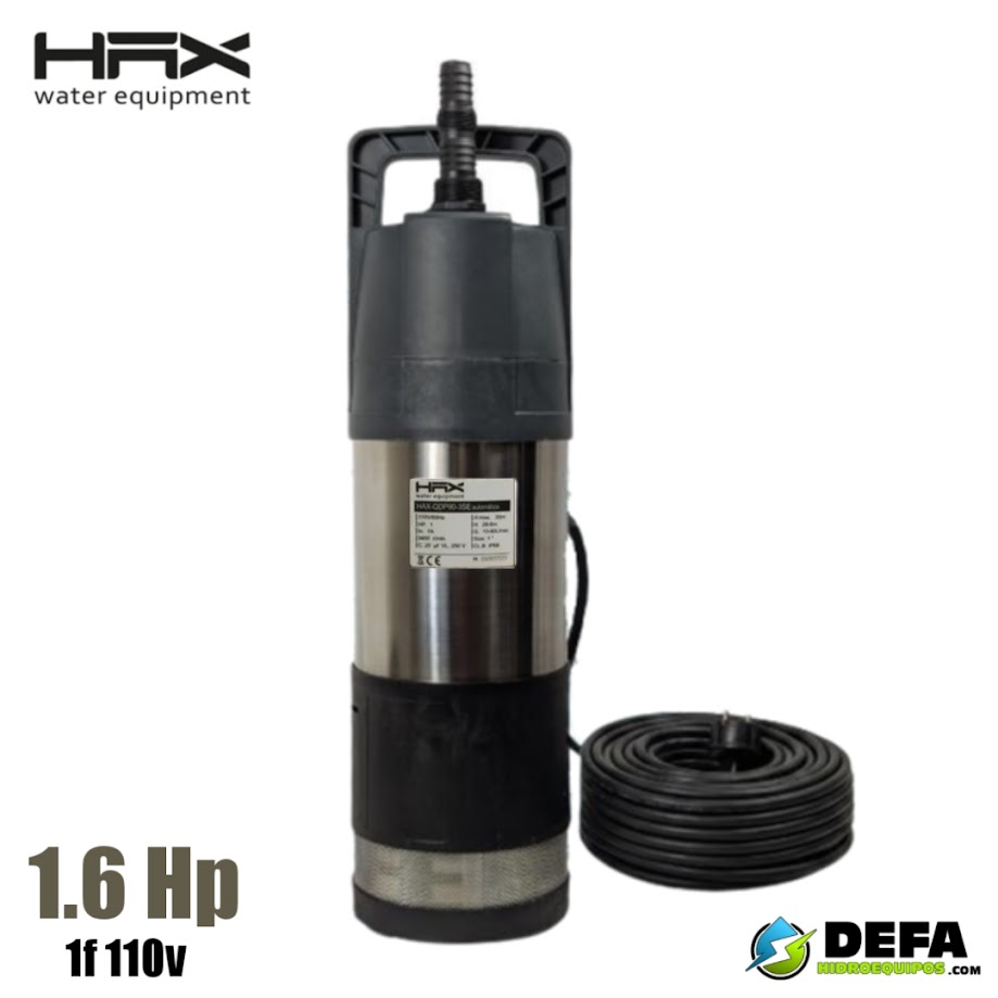 Bomba sumergible automatica Hax QDP145-4SE 1.6 hp 110v 60 hz