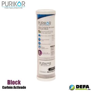 Filtro Cartucho de Carbon Activado Block (CTO) Purikor PKCCTO2.5X10X5