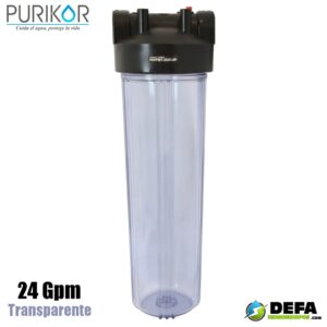 Portafiltro para Cartucho Purikor PKPFBT-20X1.5 Transparente 24 gpm