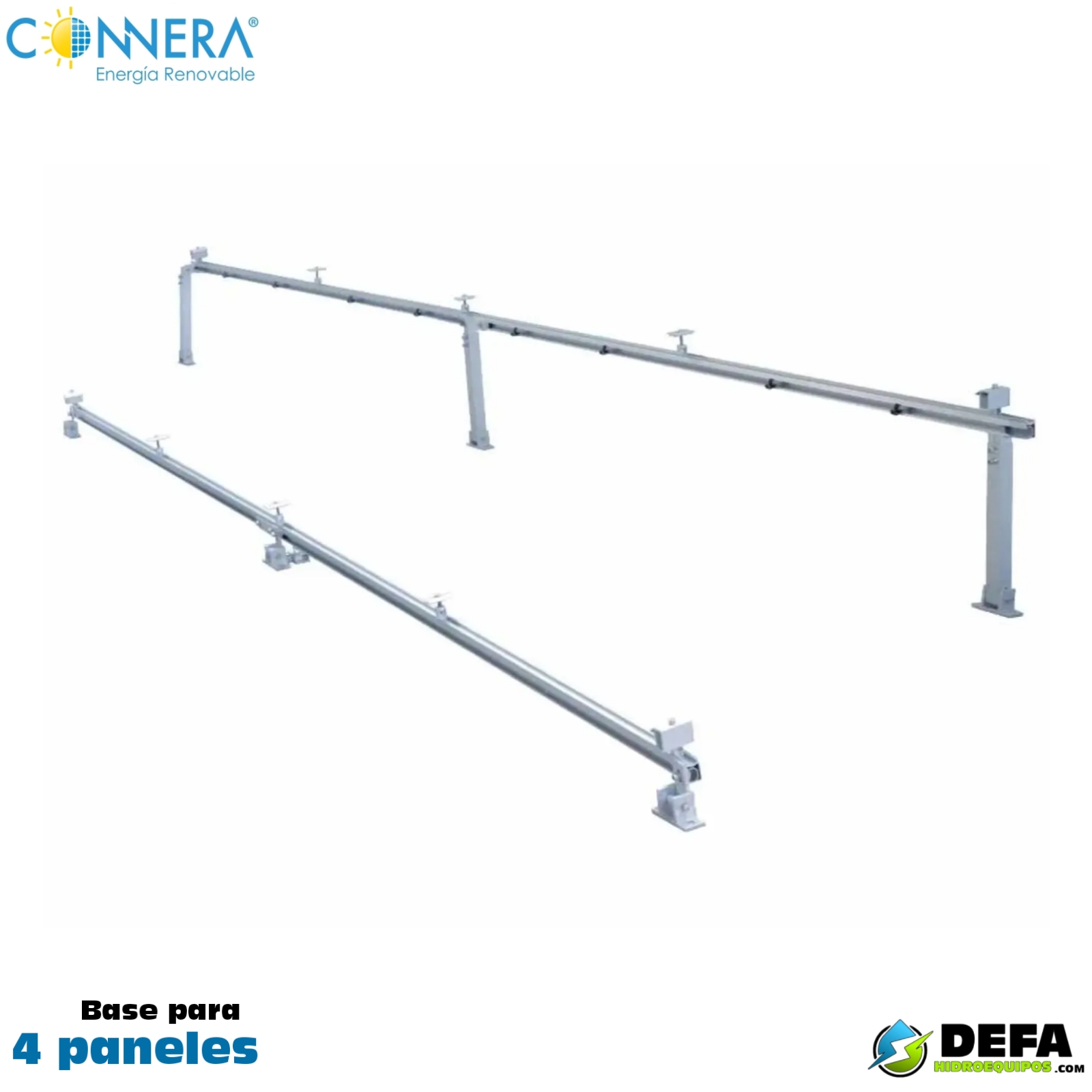 Soporte solar base en aluminio para 4 paneles Connera AURA-XN-BASE4