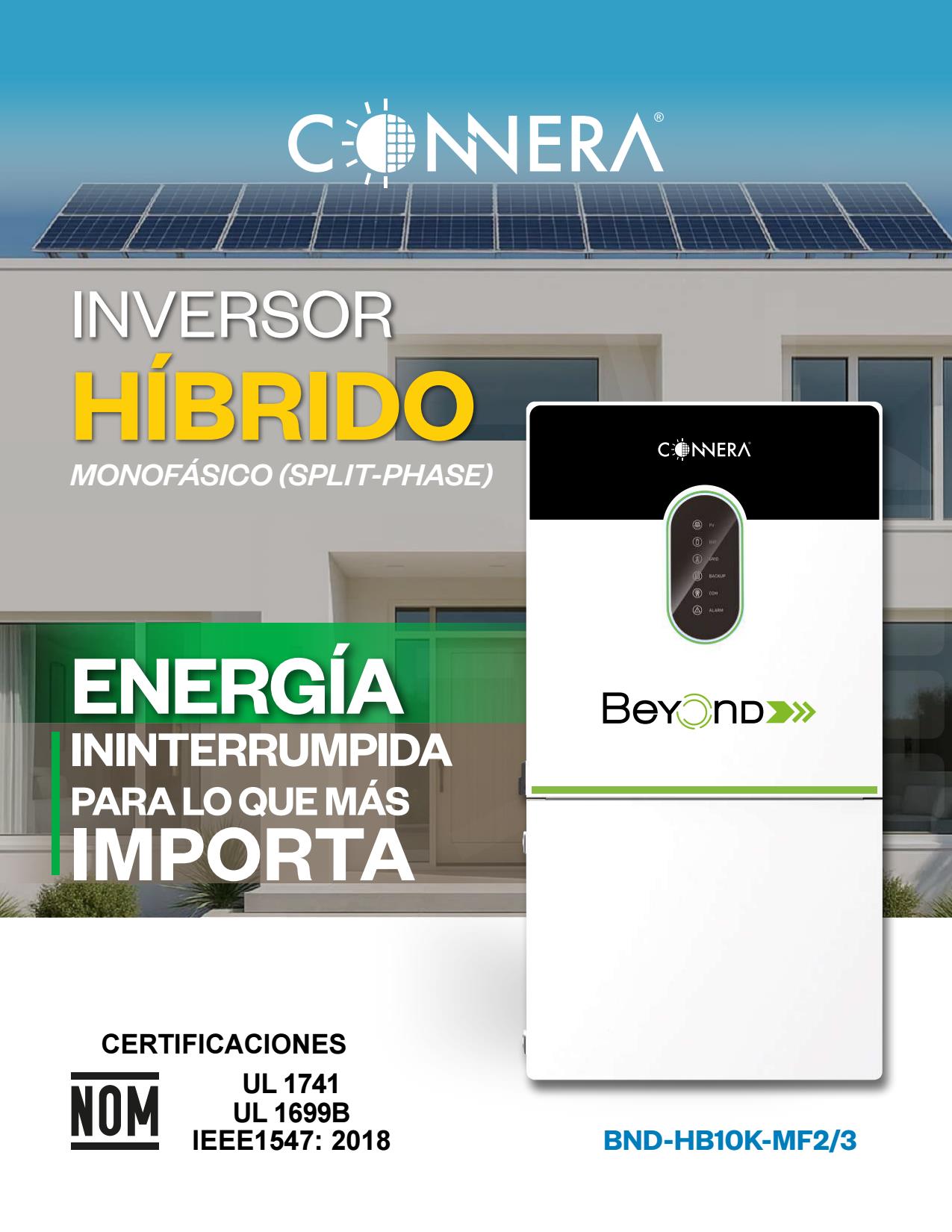 Inversor Hibrido (SPLIT-PHASE) Connera BND-HB10K-MF2/3 10,000w 120/240v - Imagen 2