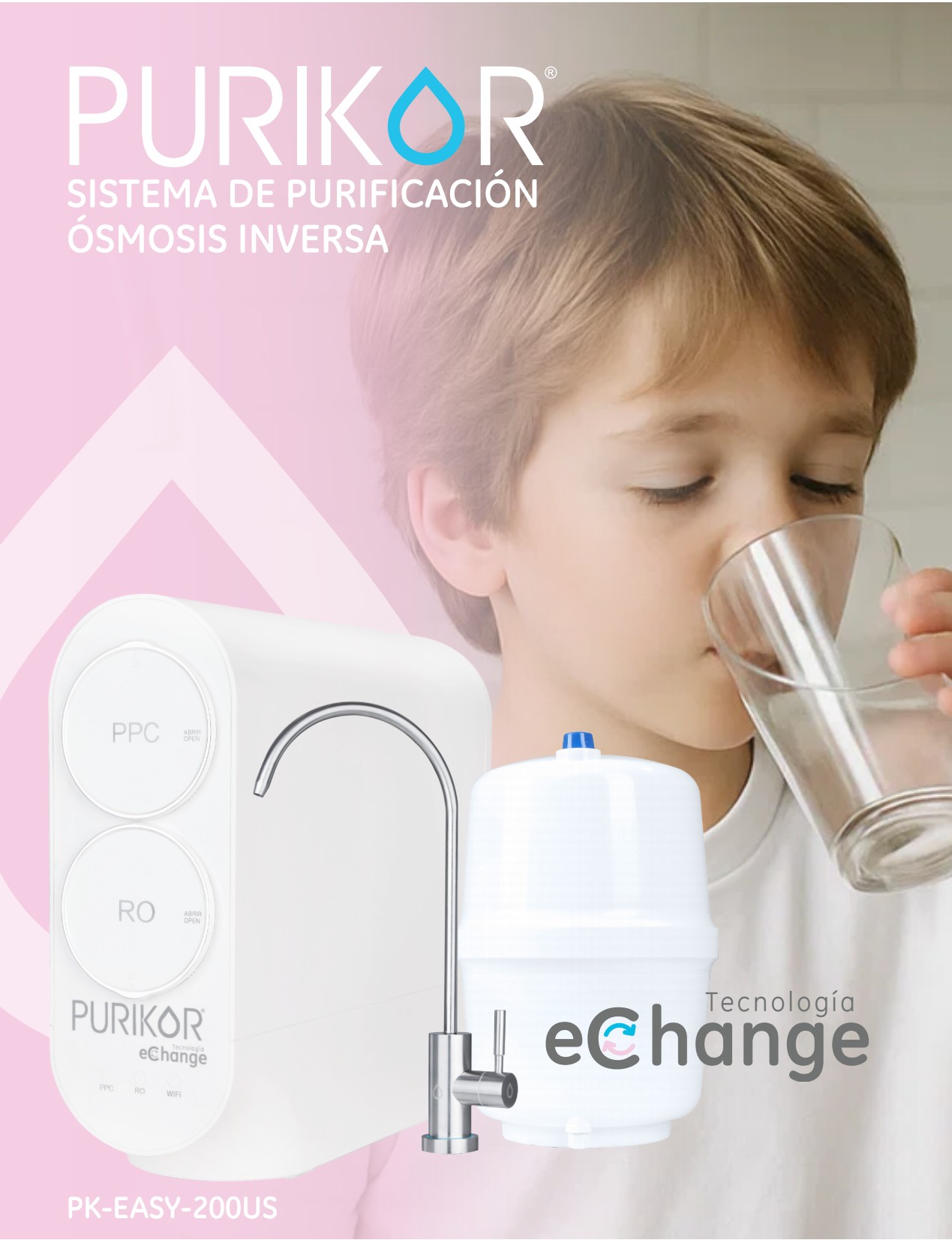 Sistema de osmosis inversa con tanque Purikor PK-EASY-200US 200 gl 3 etapas 1f 127v - Imagen 2