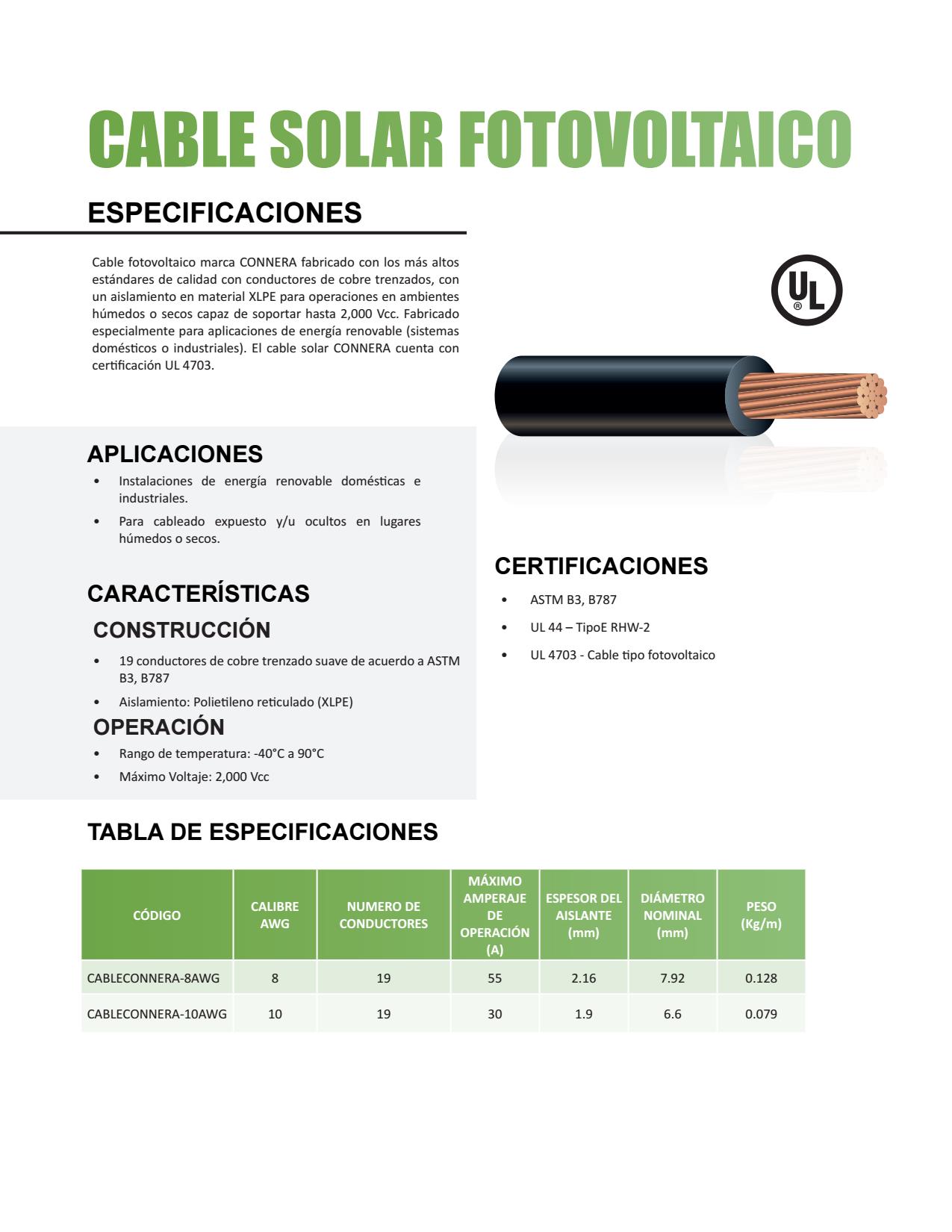 Cable solar fotovoltaico de cobre uso rudo CABLECONNERA - Imagen 2