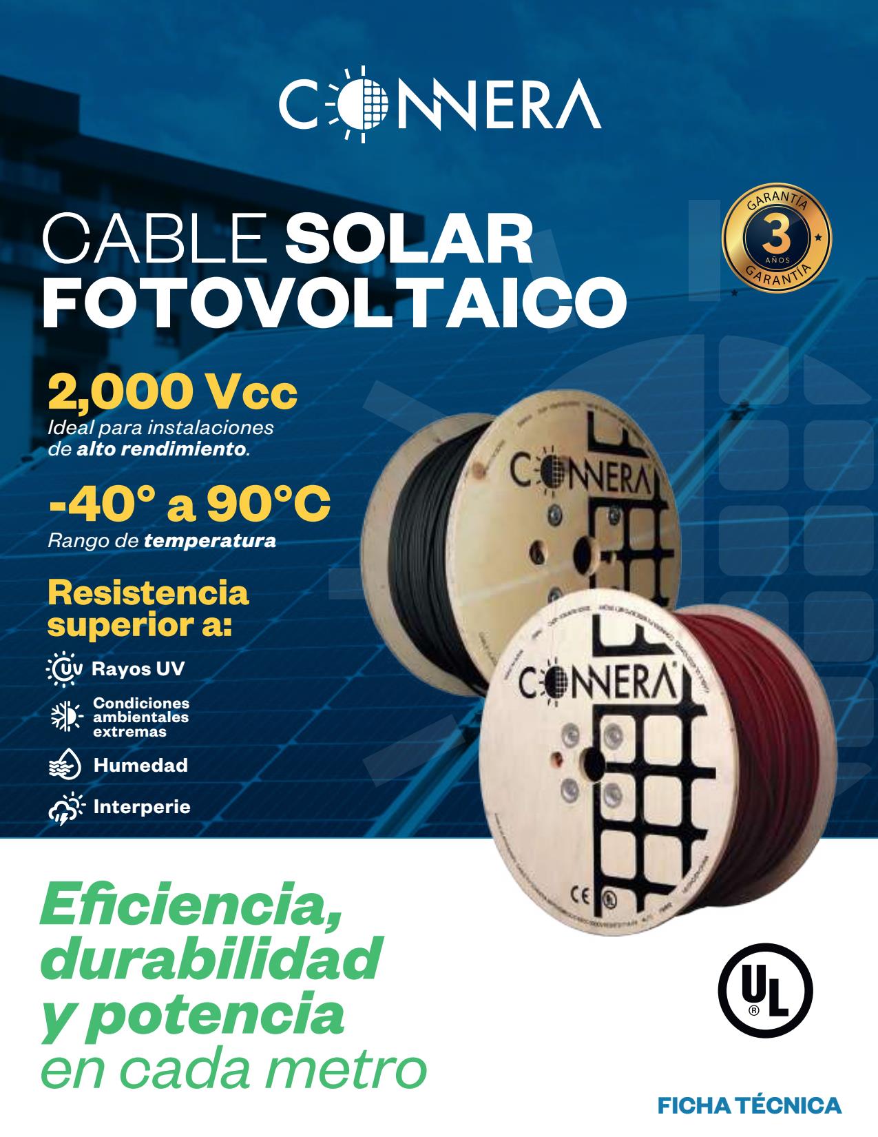 Cable solar fotovoltaico de cobre estañado Connera CABLEPV-BLK - Imagen 2