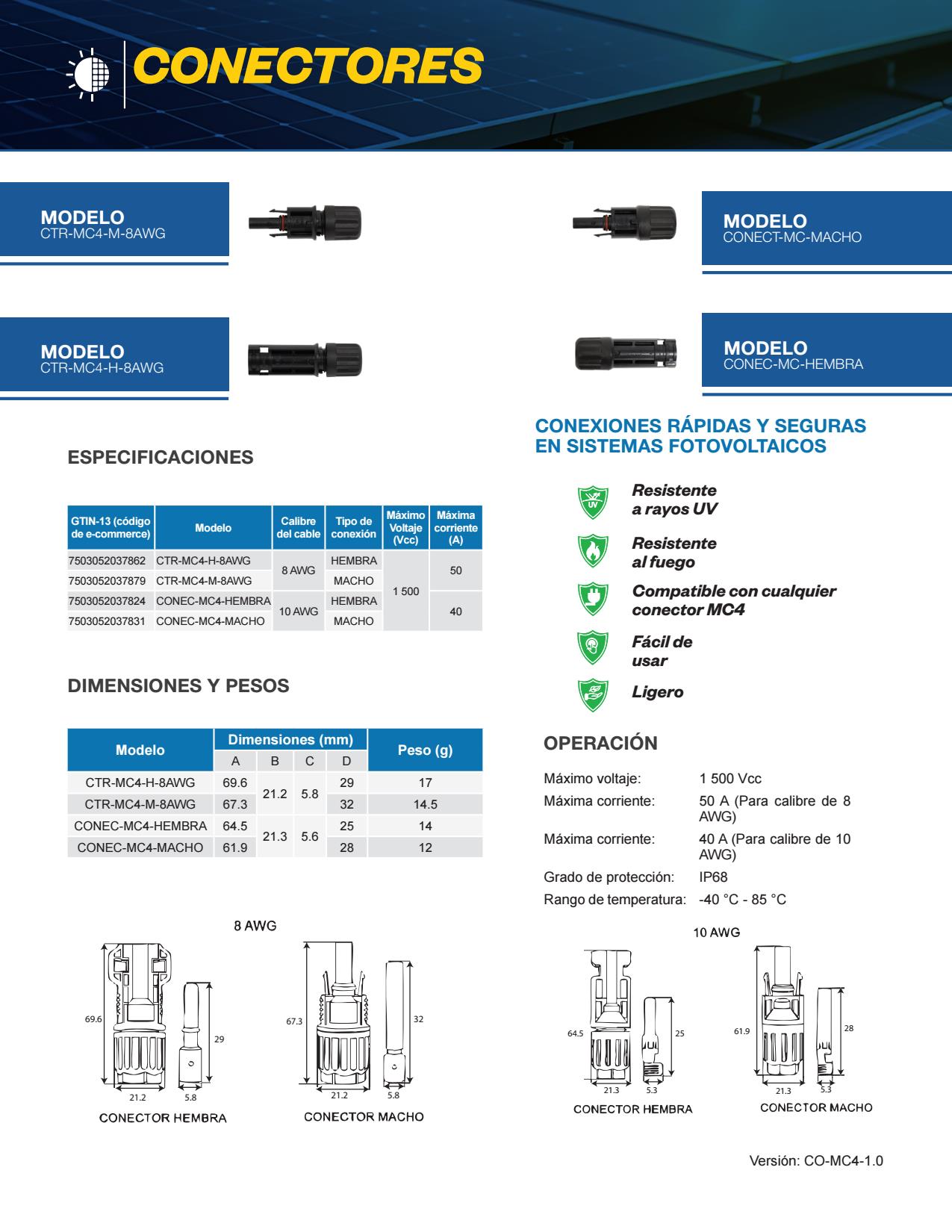 Conector macho Connera CONEC-MC4-MACHO - Imagen 3