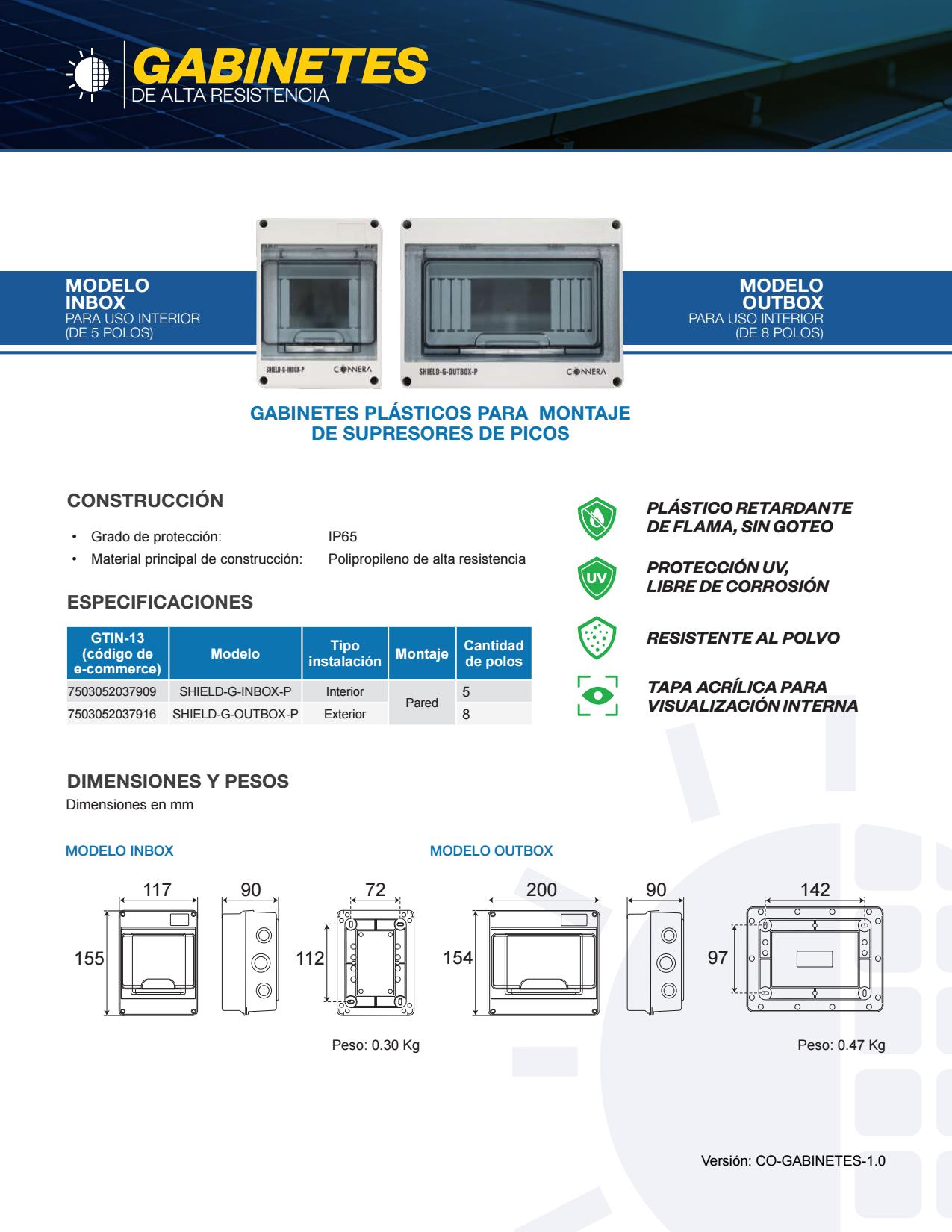 Gabinete de instalacion Connera SHIELD-G-INBOX-P 5 polos interior - Imagen 3
